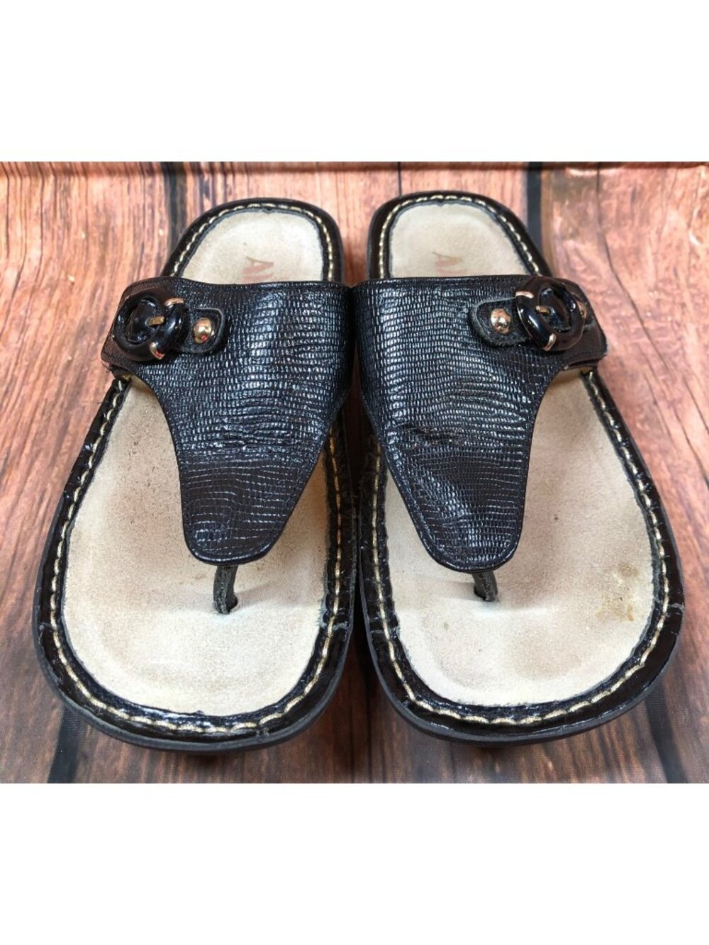 Alegria Womens 36 / 6-6.5 Vanessa Van-731 Black Leather Sandals